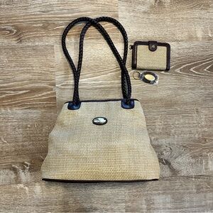 Etienne Aigner woven fabric purse set